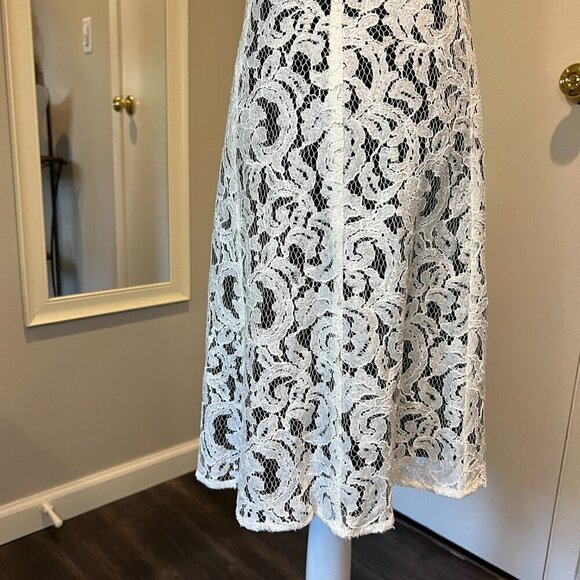 Victoria's Secret Cream Lace Midi Dress with Black Bow, Size 6 - Picture 8 of 16